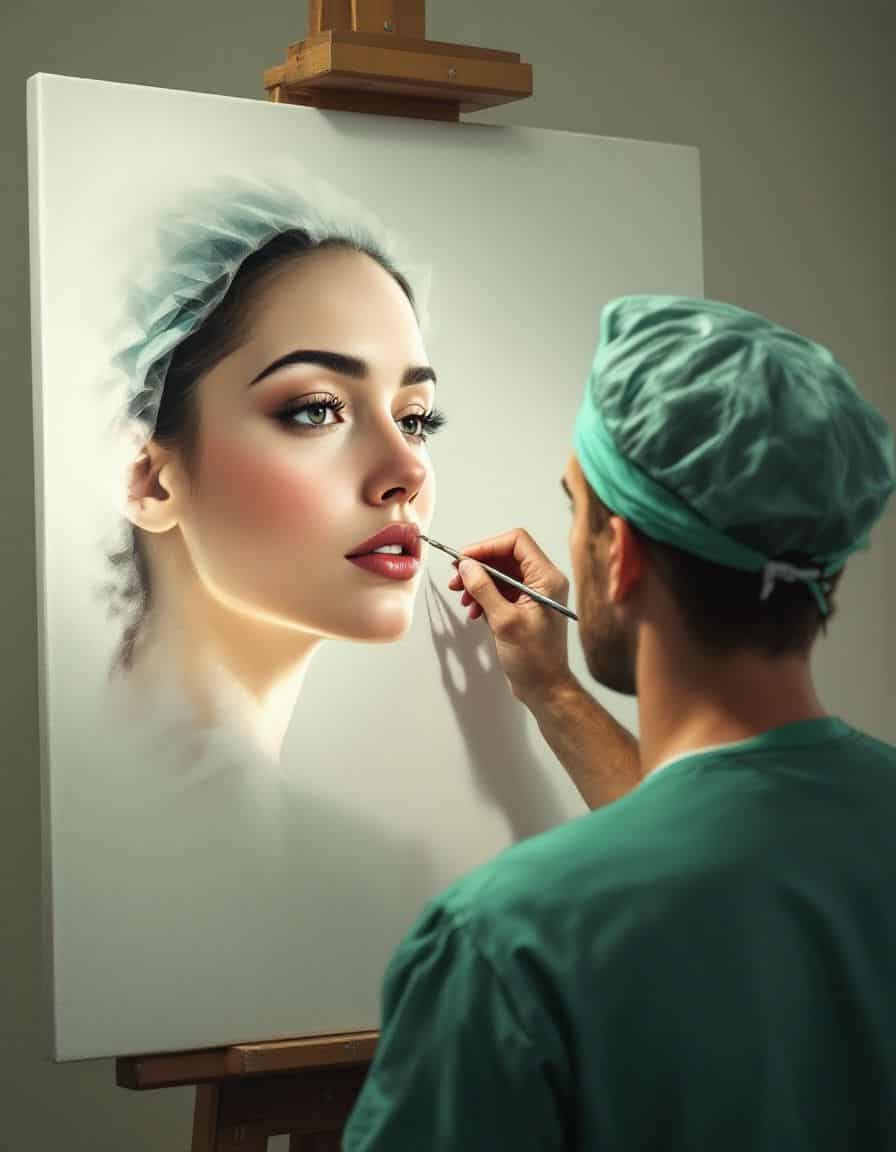 Cirujano diseñando una nariz perfecta para rinoplastia estética en Coruña