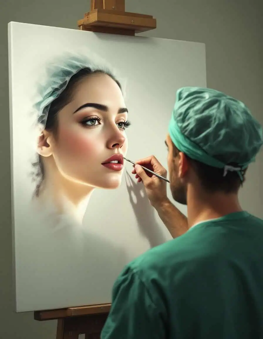 Cirujano diseñando una nariz perfecta para rinoplastia estética en Coruña